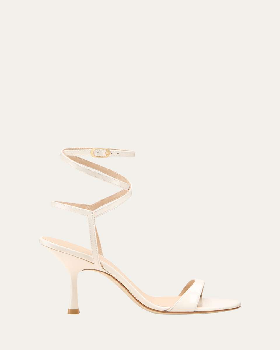 Nudist Patent Leather Ankle-Wrap Sandals